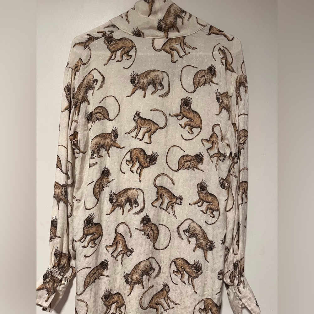 H&M Crown Monkey Print Bow Mini Dress Size 8 Animal Print - Picture 4 of 11